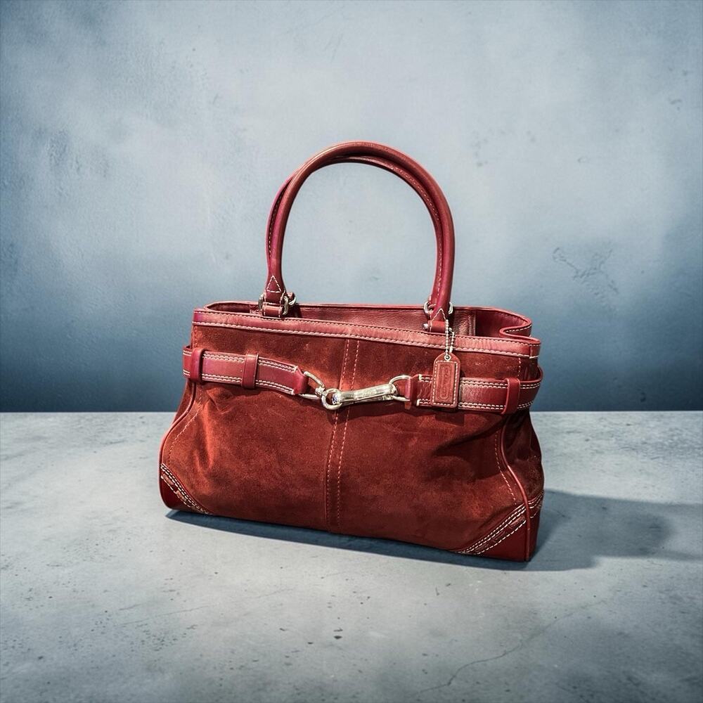vintage Coach Hamptons fine suede and leather Bag Bordeaux Red